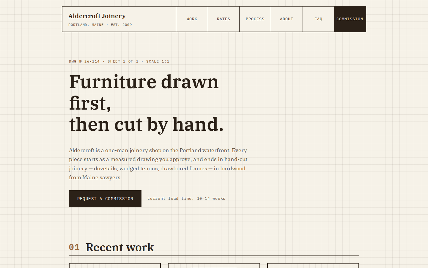 Screenshot of Aldercroft Joinery website demo