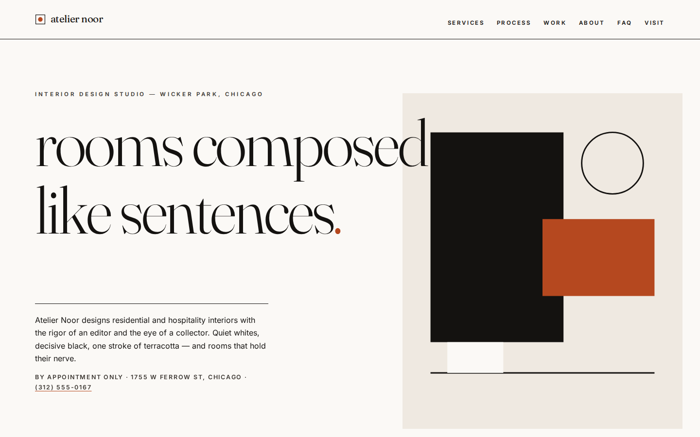 Screenshot of Atelier Noor website demo