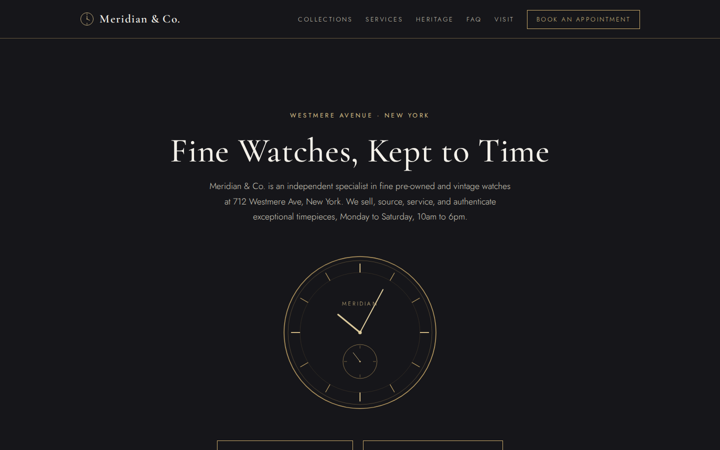 Screenshot of Meridian & Co. website demo