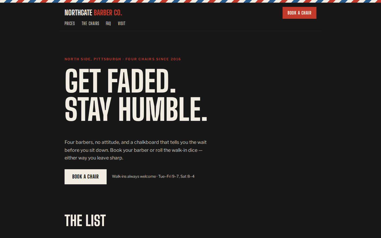 Screenshot of Northgate Barber Co. website demo